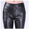 Women Michael Hoban Mid Waist Pant Genuine Leather Metal Pencil Pant